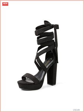 Platform High Heels Open Toe Ankle Strap Sandals Faux Suede